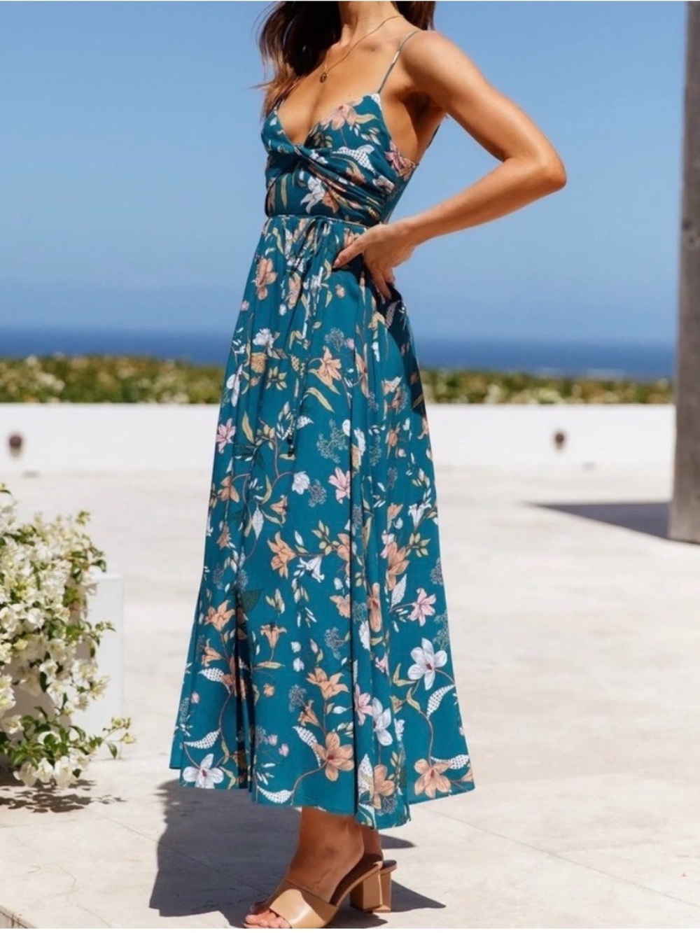Hello Molly Teal Floral Maxi Dress